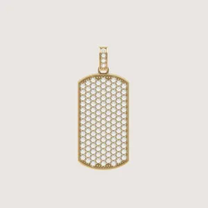 14k Gold Fully Iced Diamond Dog Tag Pendant