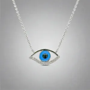 14K W Gold 0.04ctw H/SI2 Guardian Eye Enamel Diamond Pendant