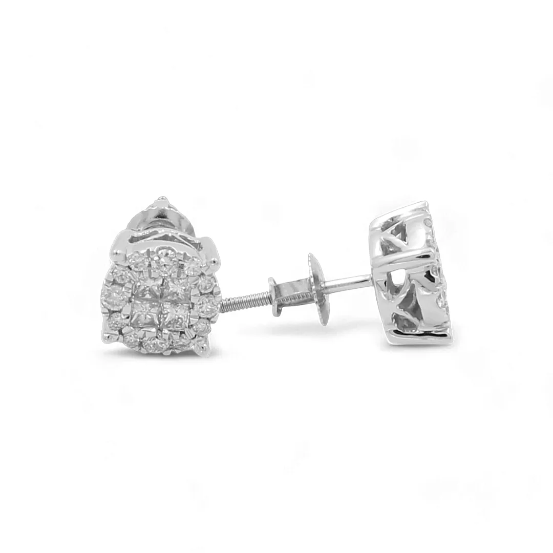 14K White Gold Contemporary Diamond Women's Earrings