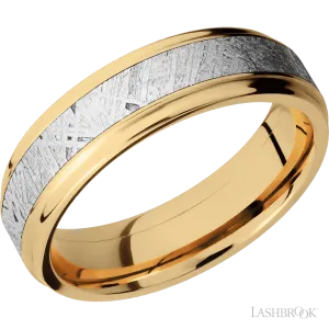 14K Yellow Gold with Polish Finish and Meteorite Inlay - 6MM