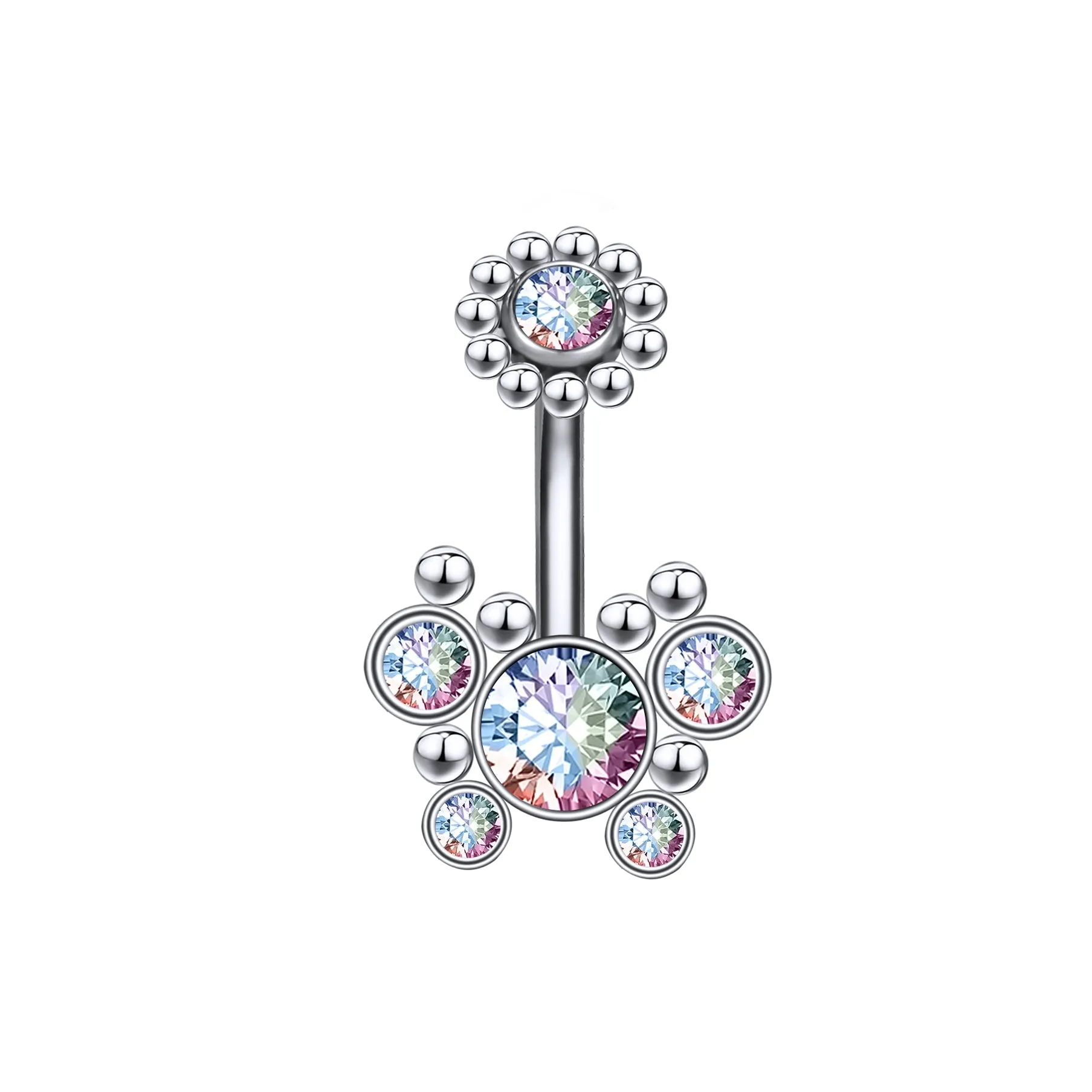 16G Butterfly Navel Belly Piercing Stainless Steel Belly Button Ring Women Colorful Crystal Butterfly Sexy Body Piercing Gift