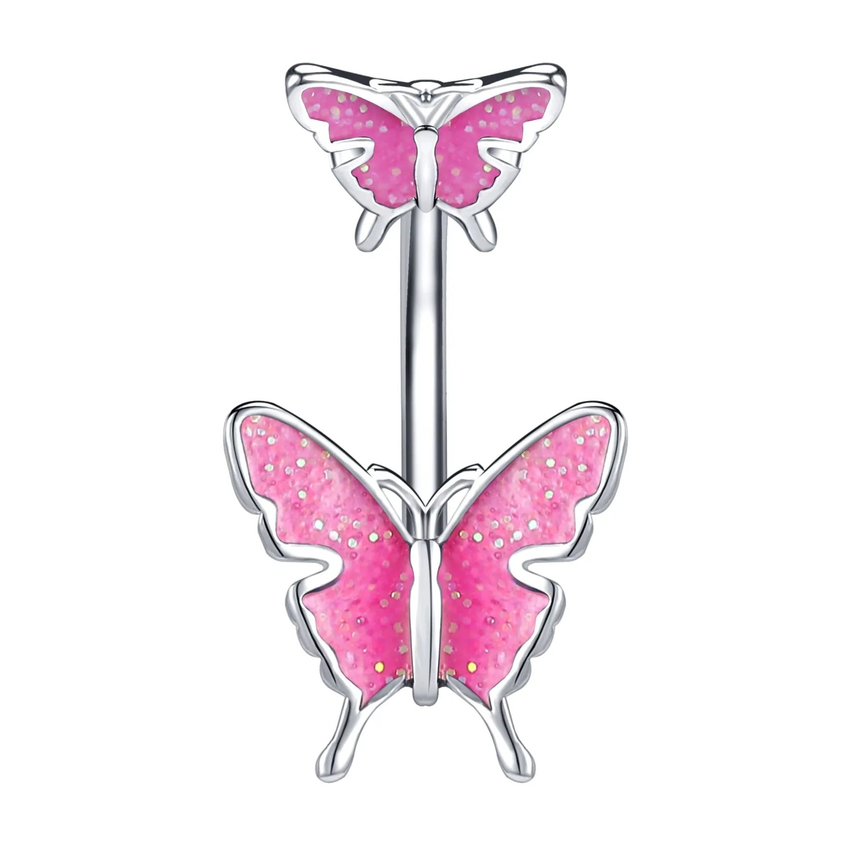 16G Butterfly Navel Belly Piercing Stainless Steel Belly Button Ring Women Colorful Crystal Butterfly Sexy Body Piercing Gift