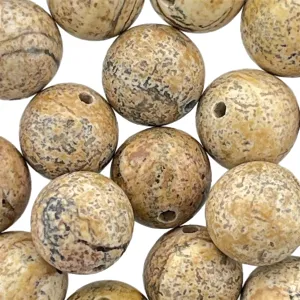 17 • 12mm Round Picture Jasper Beads