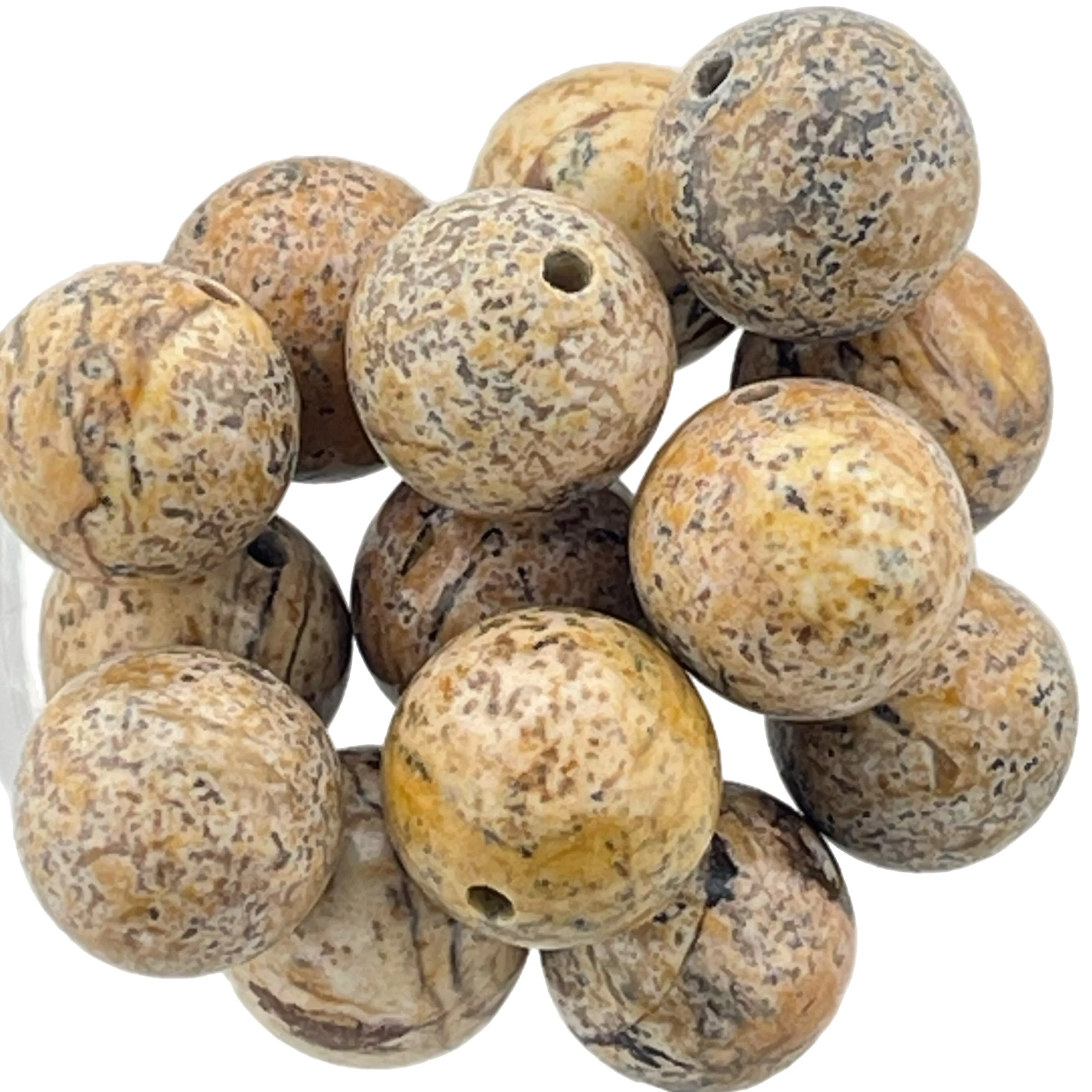 17 • 12mm Round Picture Jasper Beads