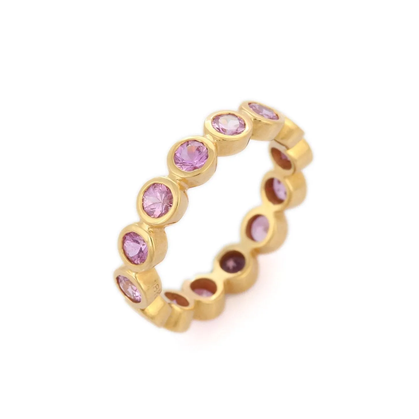 18K Gold Pink Sapphire Eternity Band