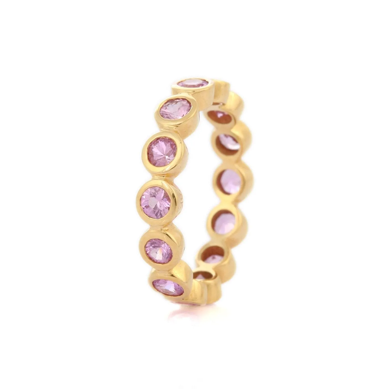 18K Gold Pink Sapphire Eternity Band