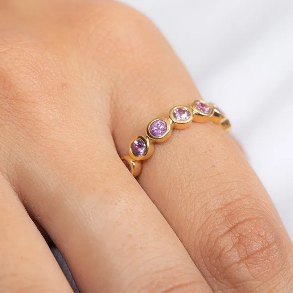 18K Gold Pink Sapphire Eternity Band