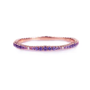 18K Gold Stretch & Stack Diamond, Purple and Lavender Sapphire Ombre Tennis Bracelet