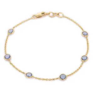 18K Yellow Gold Blue Sapphire Bracelet