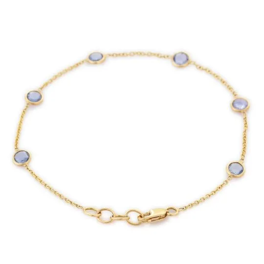 18K Yellow Gold Blue Sapphire Bracelet