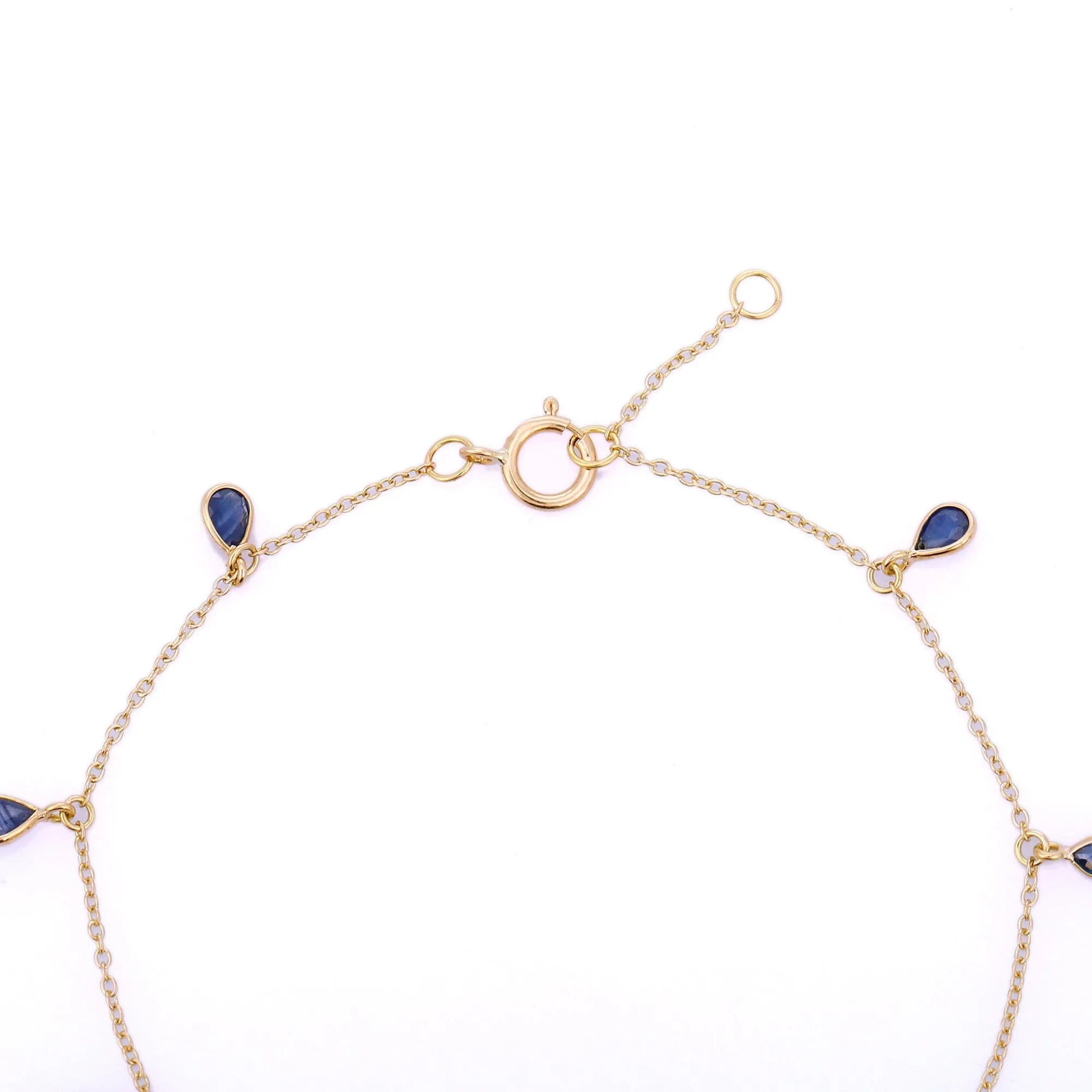 18K Yellow Gold Blue Sapphire Charm Bracelet