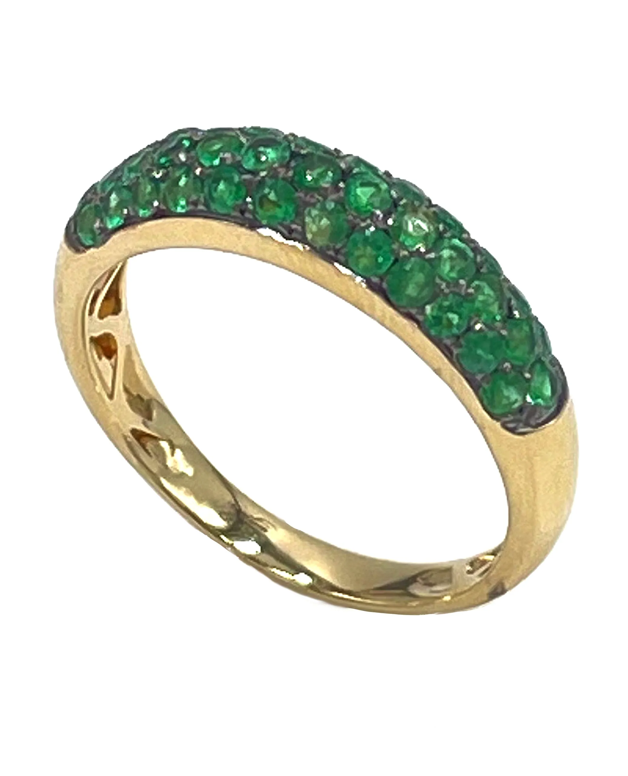 18K Yellow Gold Pave Set Emerald Ring