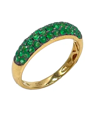 18K Yellow Gold Pave Set Emerald Ring