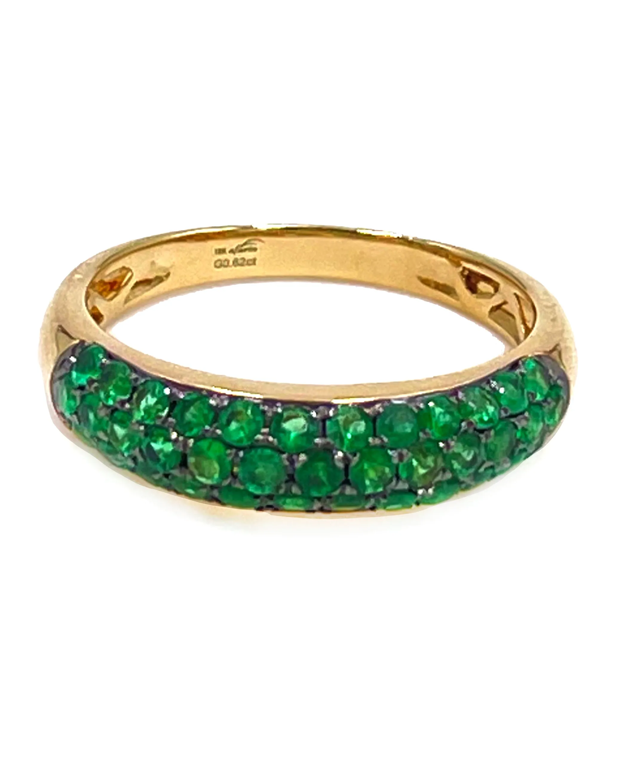 18K Yellow Gold Pave Set Emerald Ring