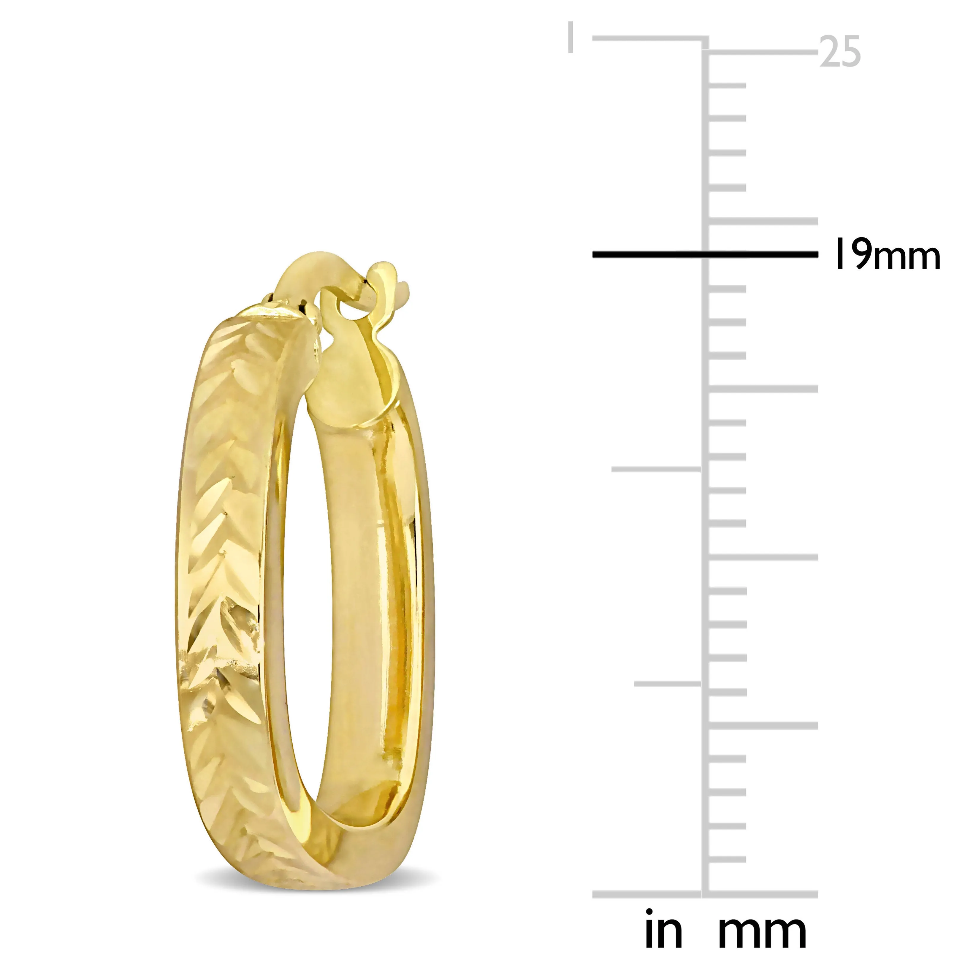 19 MM Textured Square Hoop Earrings in 10K Yellow Gold