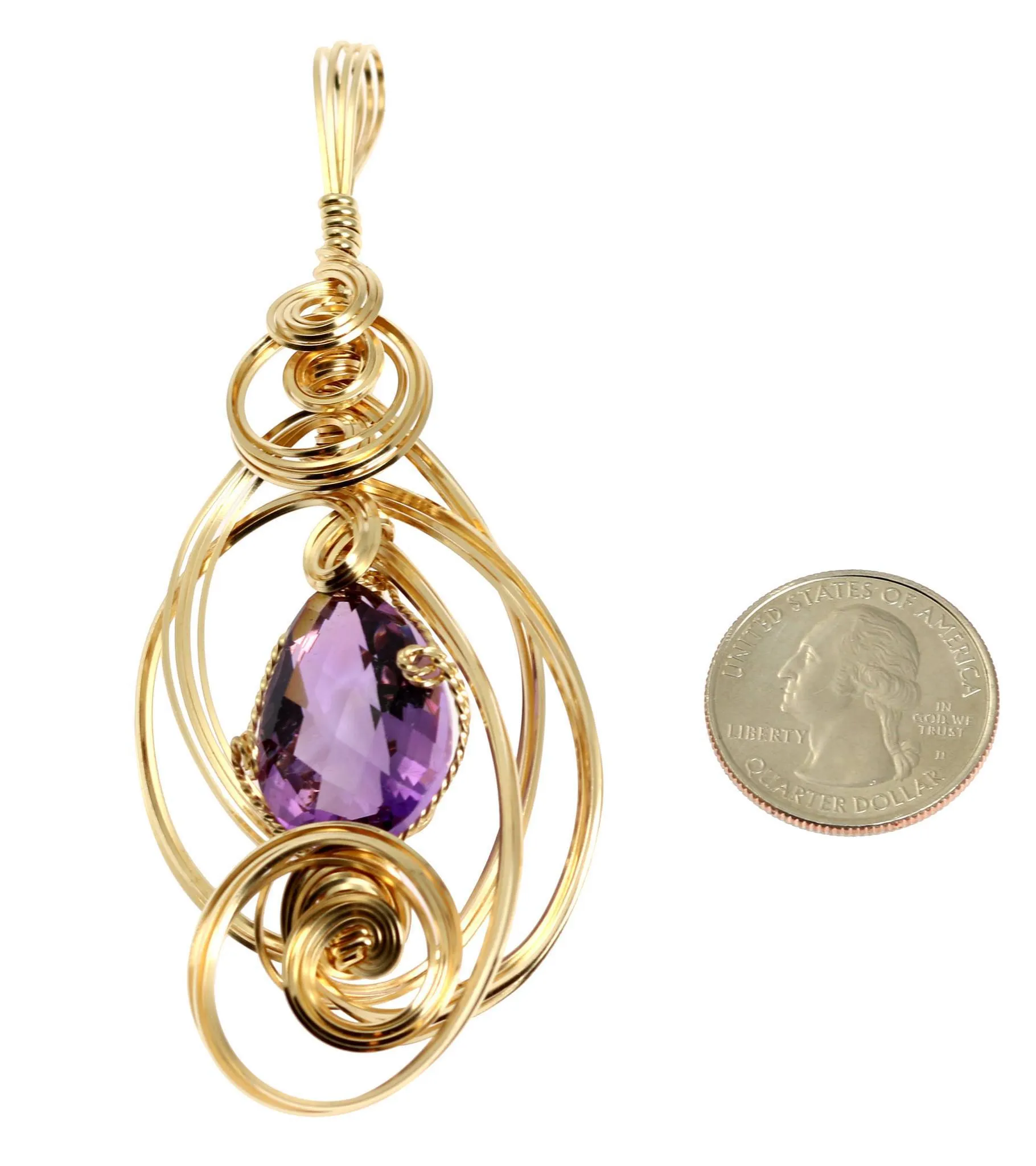 22.5 CT Amethyst 14K Gold-filled Wire Wrapped Pendant