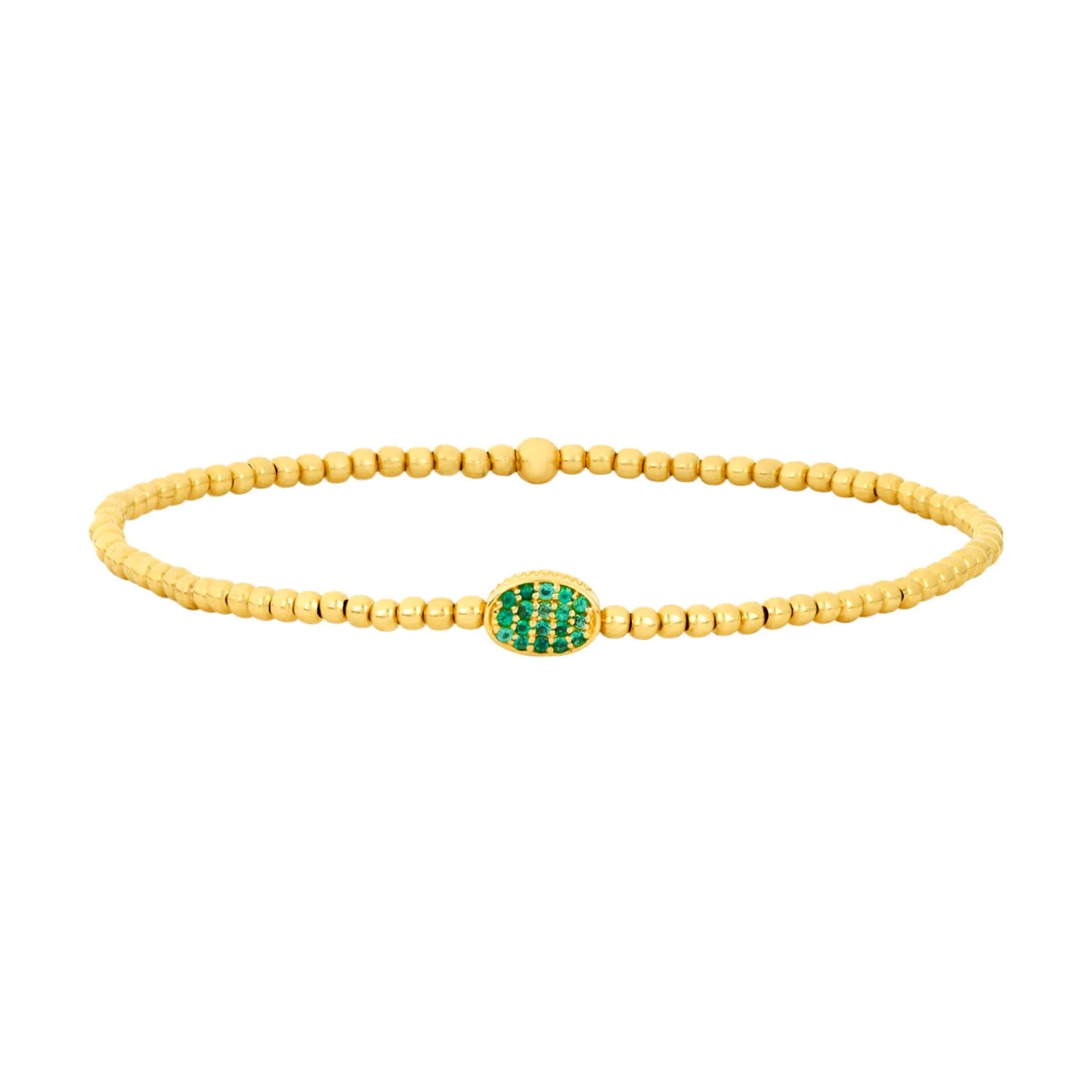 2MM Signature Bracelet with 14K Emerald Bean