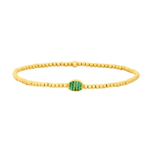 2MM Signature Bracelet with 14K Emerald Bean