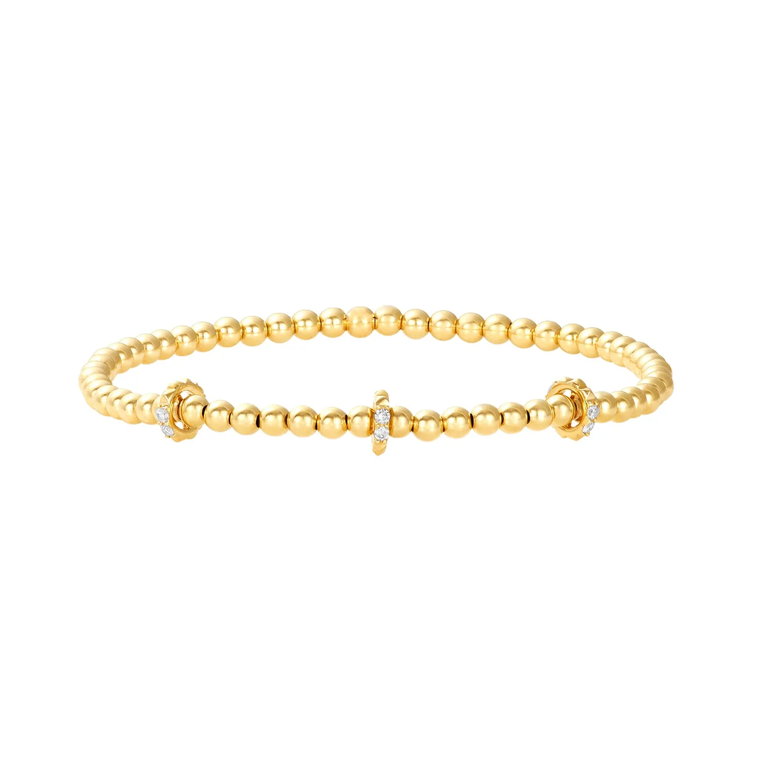 3mm Signature Bracelet with 14k Pyramid Diamond Rondelles