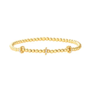 3mm Signature Bracelet with 14k Pyramid Diamond Rondelles