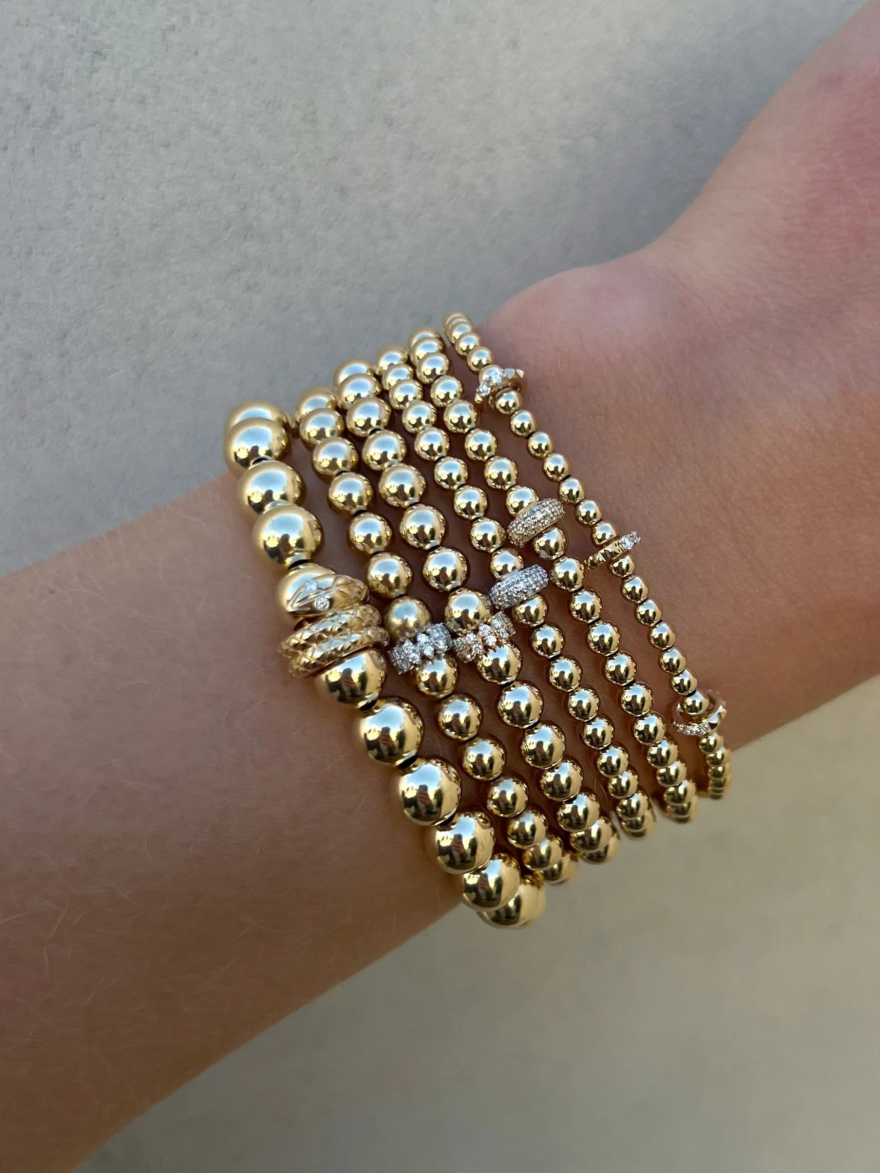 3mm Signature Bracelet with 14k Pyramid Diamond Rondelles