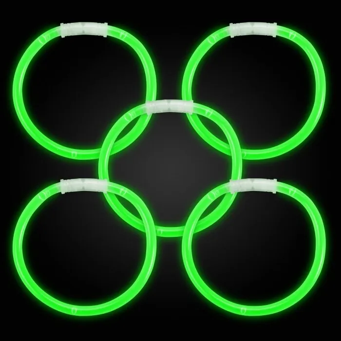 8 Inch Premium Green Glow Stick Bracelets