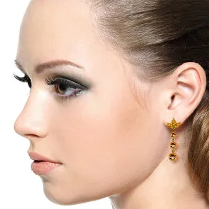 8.7 Carat 14K Solid Yellow Gold Dangling Earrings Natural Citrine