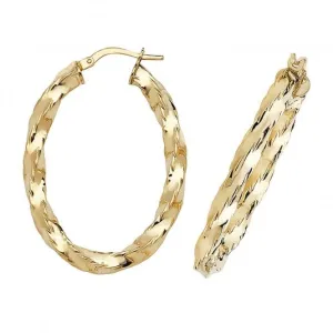 9ct Gold Oval Hoop Earrings ER139