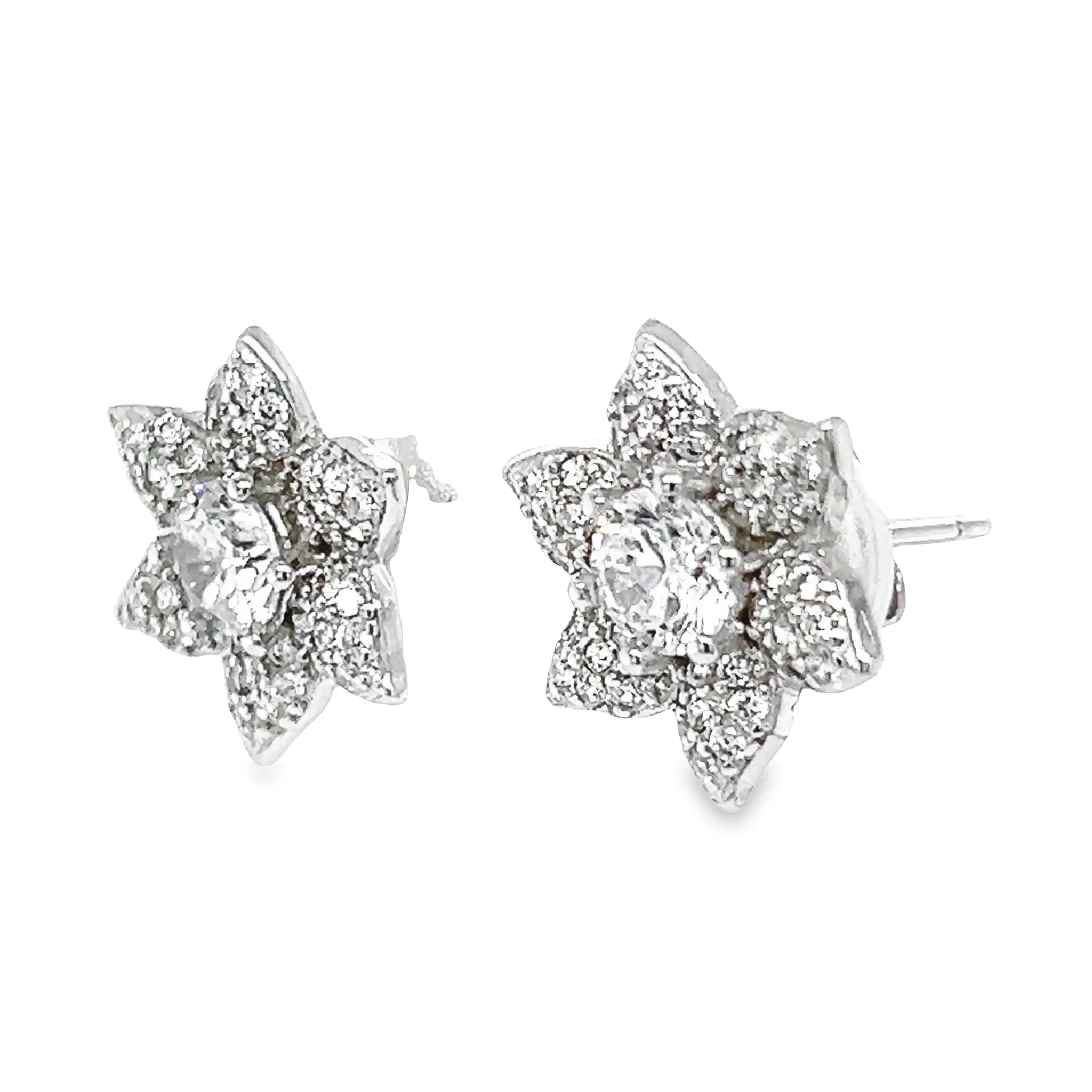 A776 CZ Stone Flower Post Earrings