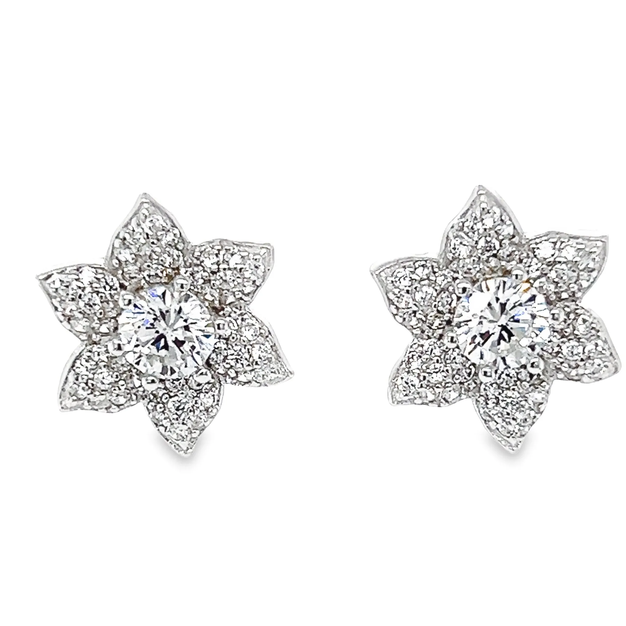 A776 CZ Stone Flower Post Earrings