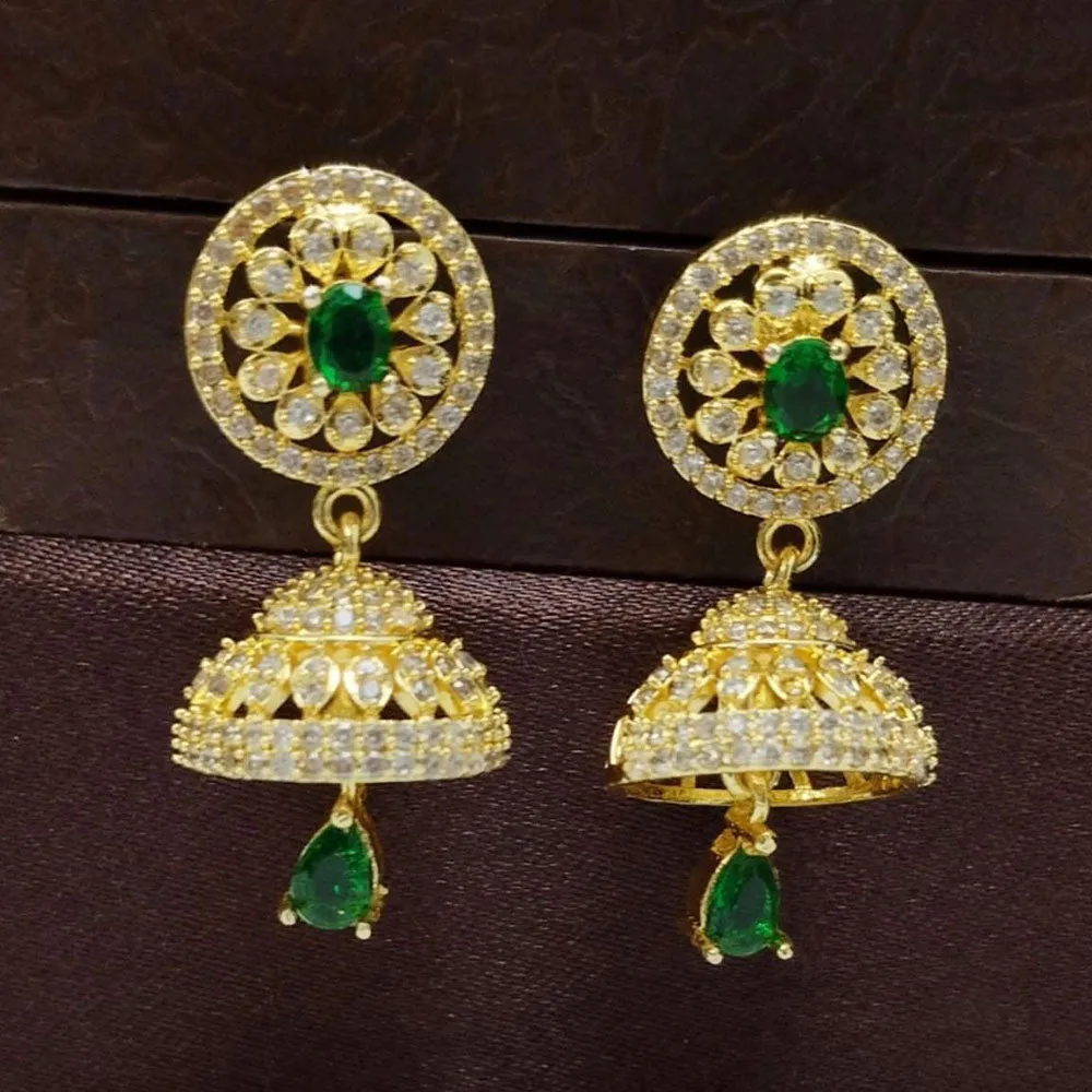 Aamrapali Gold Plated American Diamond Jhumki Earrings