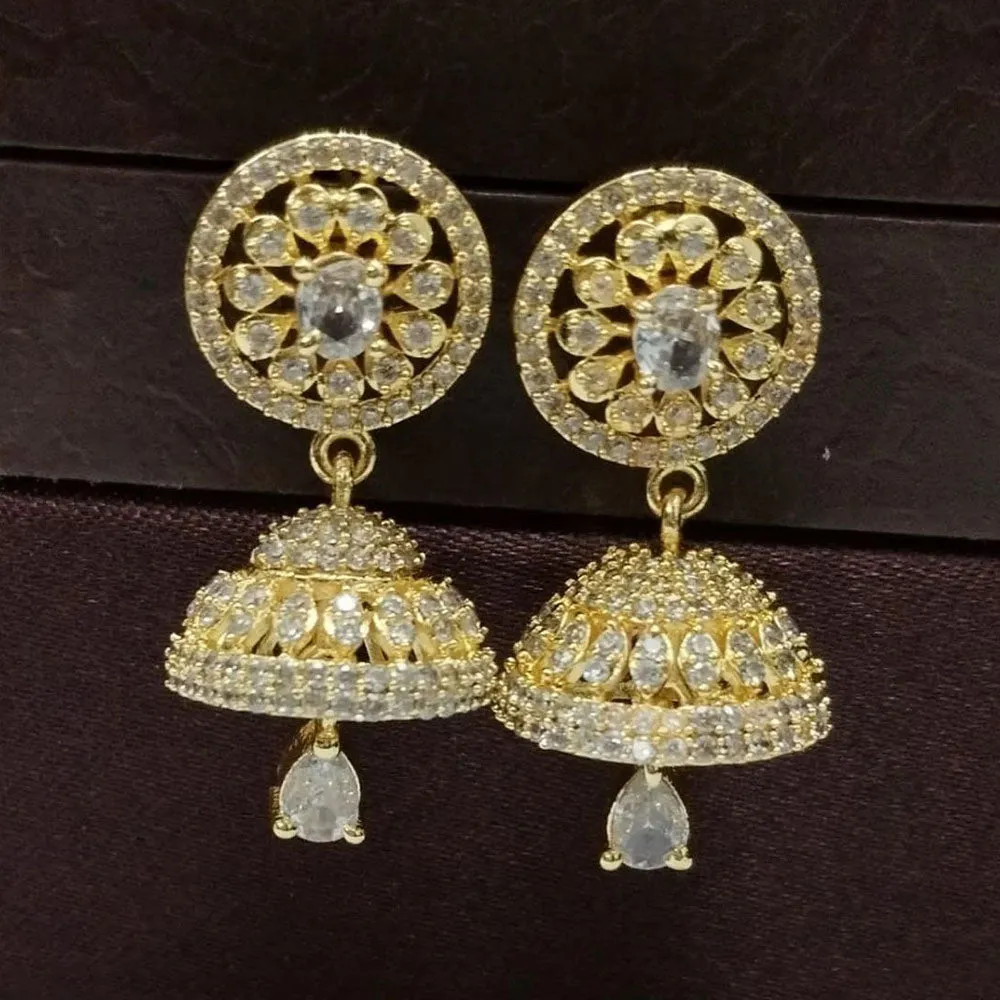 Aamrapali Gold Plated American Diamond Jhumki Earrings