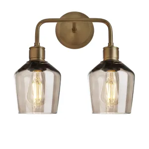 Albany Smoked Glass Schoolhouse Double Wall Light - 5.5 Inch - Mocha