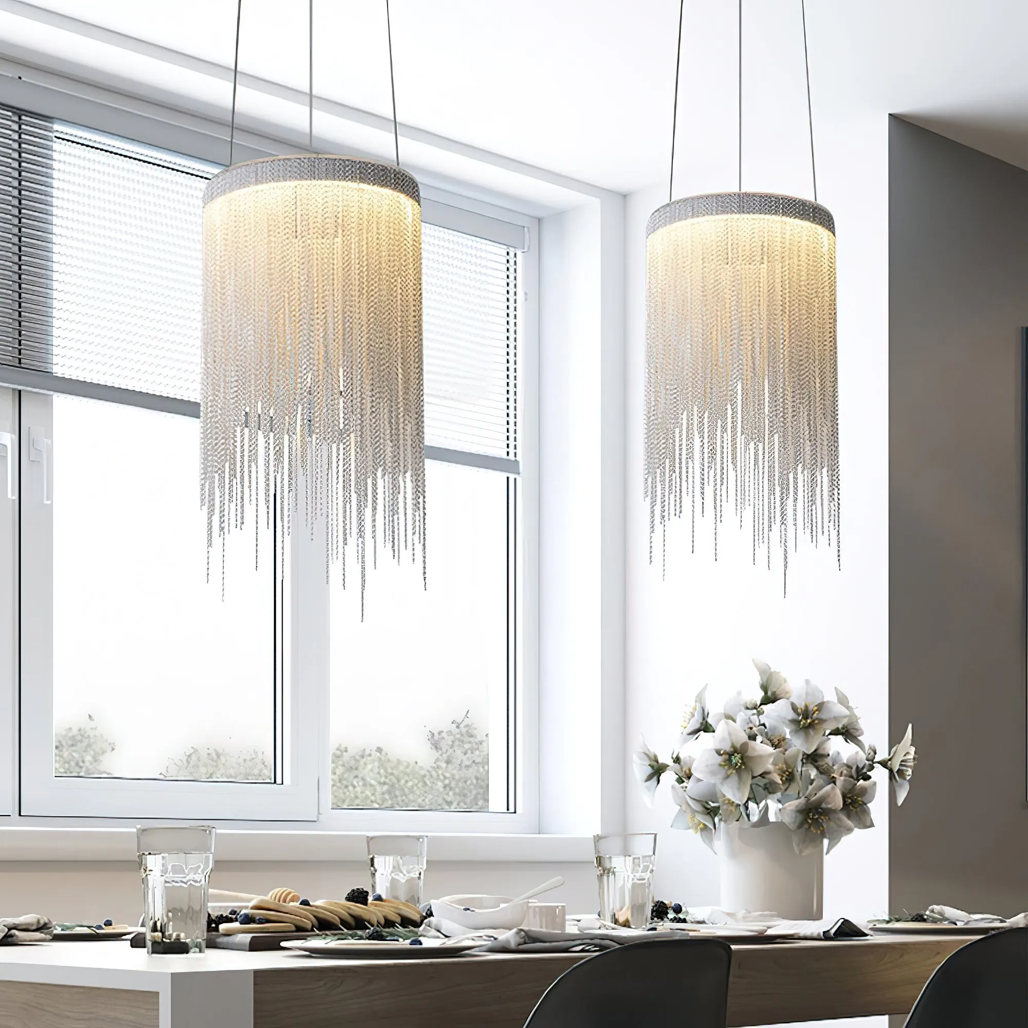 Aluminum Chain Tassel Pendant Light