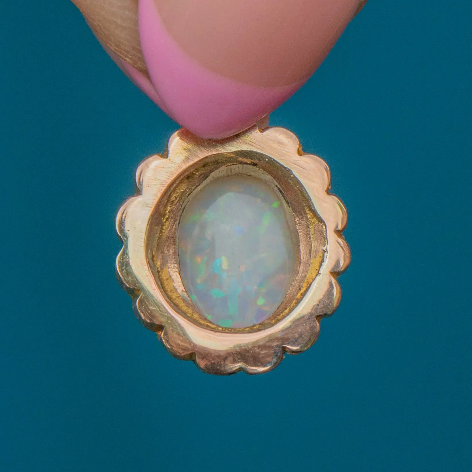 Antique 9ct Gold Opal & Pearl Charm, 0.75ct