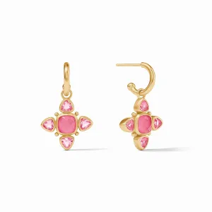 Aquitaine Hoop & Charm Earring - Peony Pink