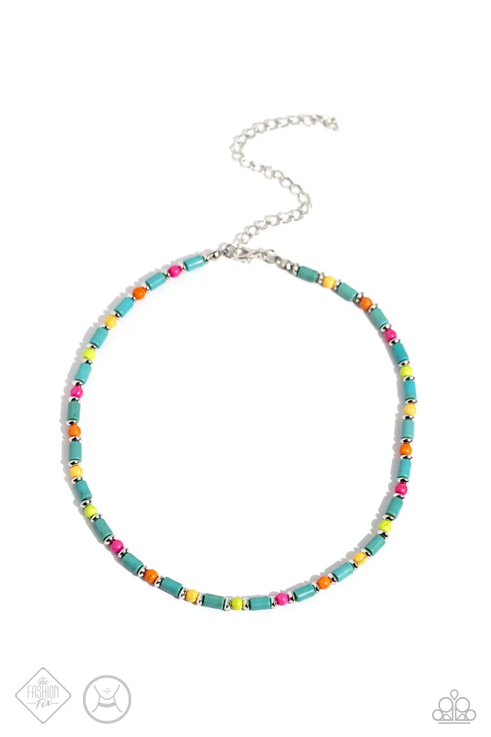 Arid Ambiance - Blue - Colorful Stone Bead Paparazzi Choker Necklace - February 2024 Simply Santa Fe