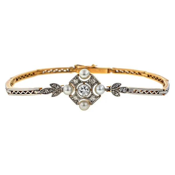 Art Deco Diamond & Pearl Bracelet