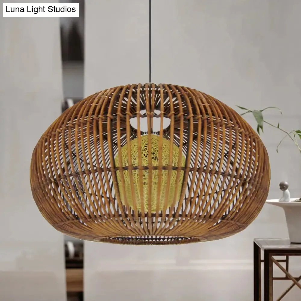 Asian-style Pendant Lamp with Rattan Shade - Perfect for Coffee Shops and Restaurants