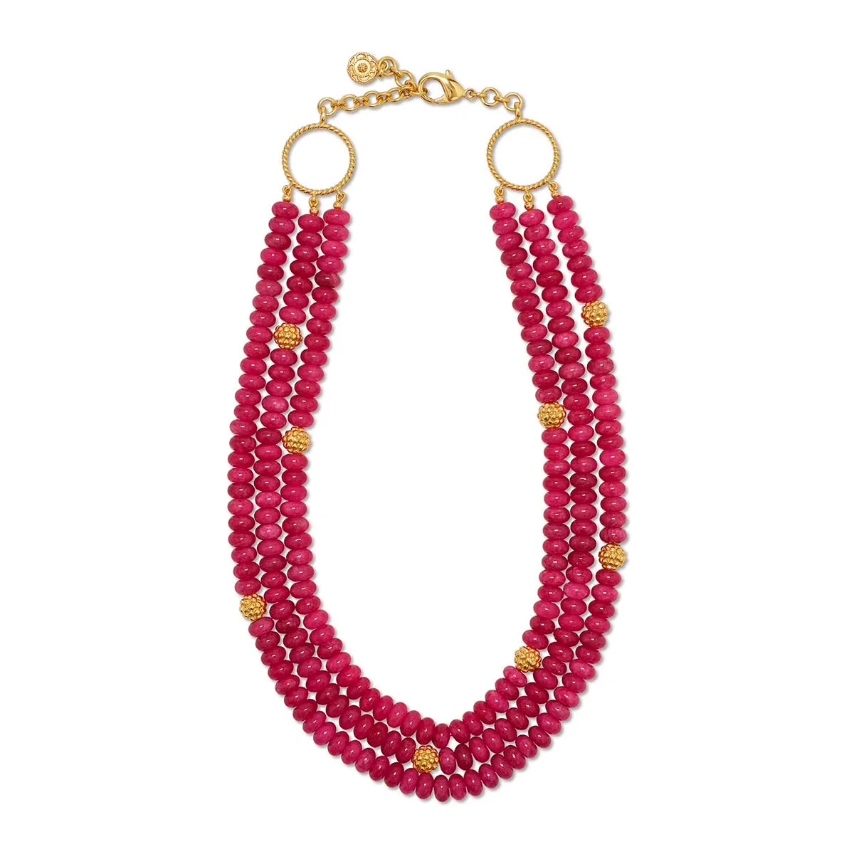 Berry & Bead Triple Strand Necklace, 18" 2'' - Peony Jade