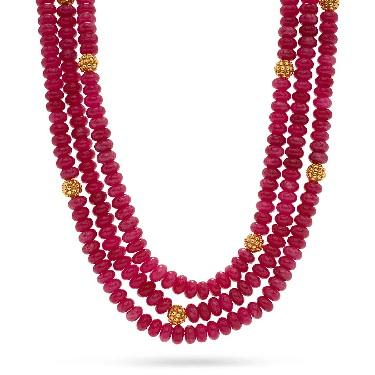 Berry & Bead Triple Strand Necklace, 18" 2'' - Peony Jade