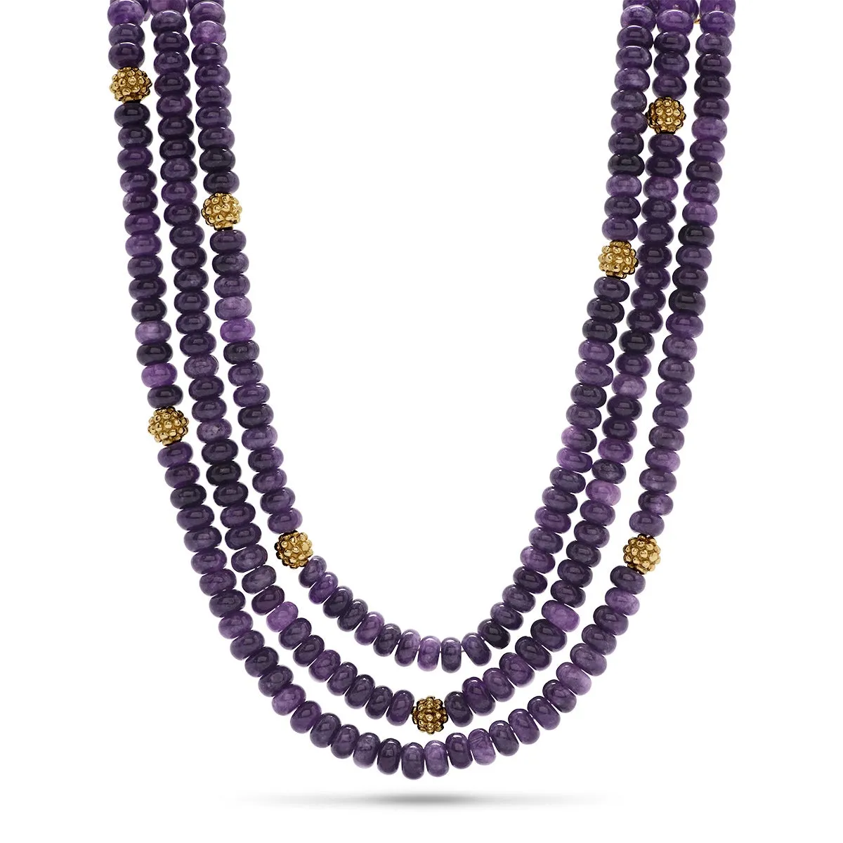 Berry & Bead Triple Strand Necklace - Violet Jade