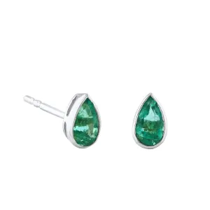 Bijou Collection 0.39ct Emerald Rubover Stud Earrings | 9K White Gold