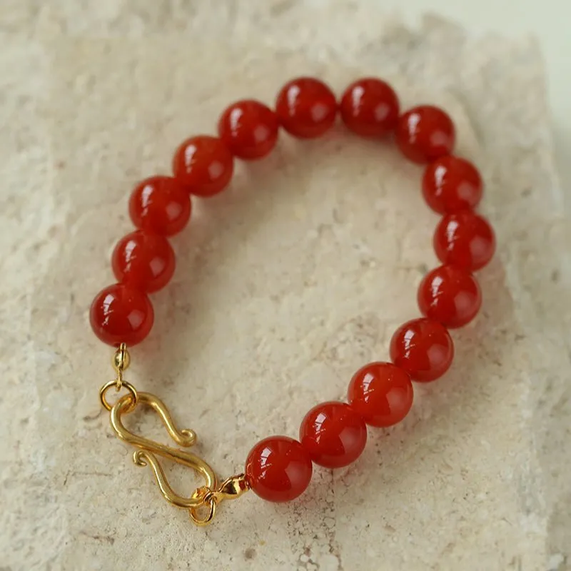 Black  Agate Red  Agate Yellow Jade 10mm Beaded Bracelet