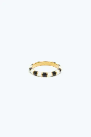 Black   Cream Stripe Stacking Ring