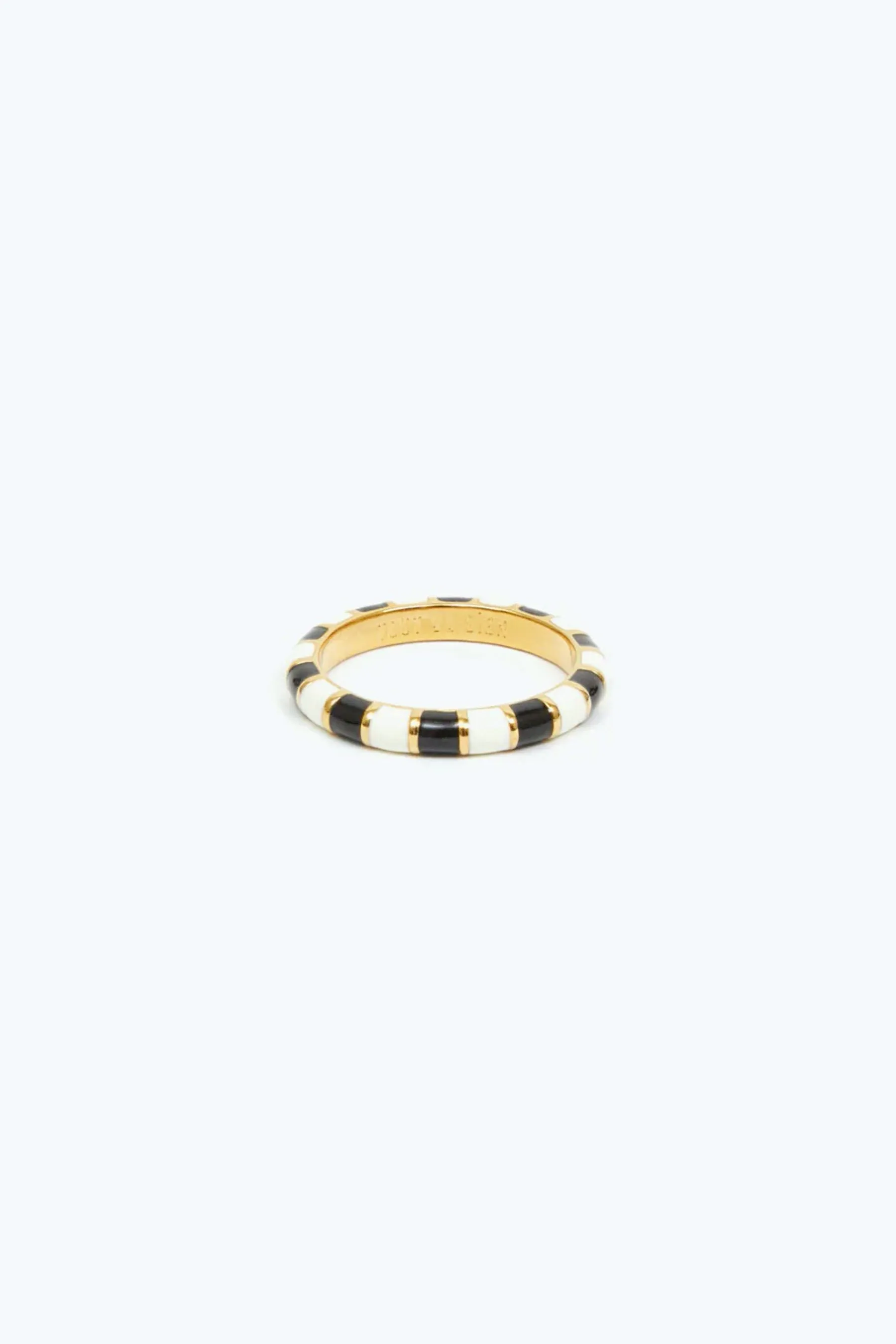 Black   Cream Stripe Stacking Ring