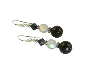 Blue Goldstone Crystal Beaded Earrings