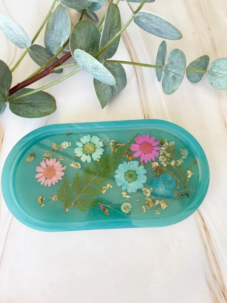 Boho Inspired Resin Floral Jewelry Tray