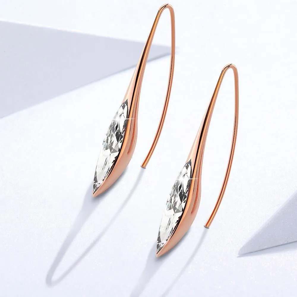 Boxed 2 Pairs Rose Gold Layered Earrings Set Embellished with SWAROVSKI crystals