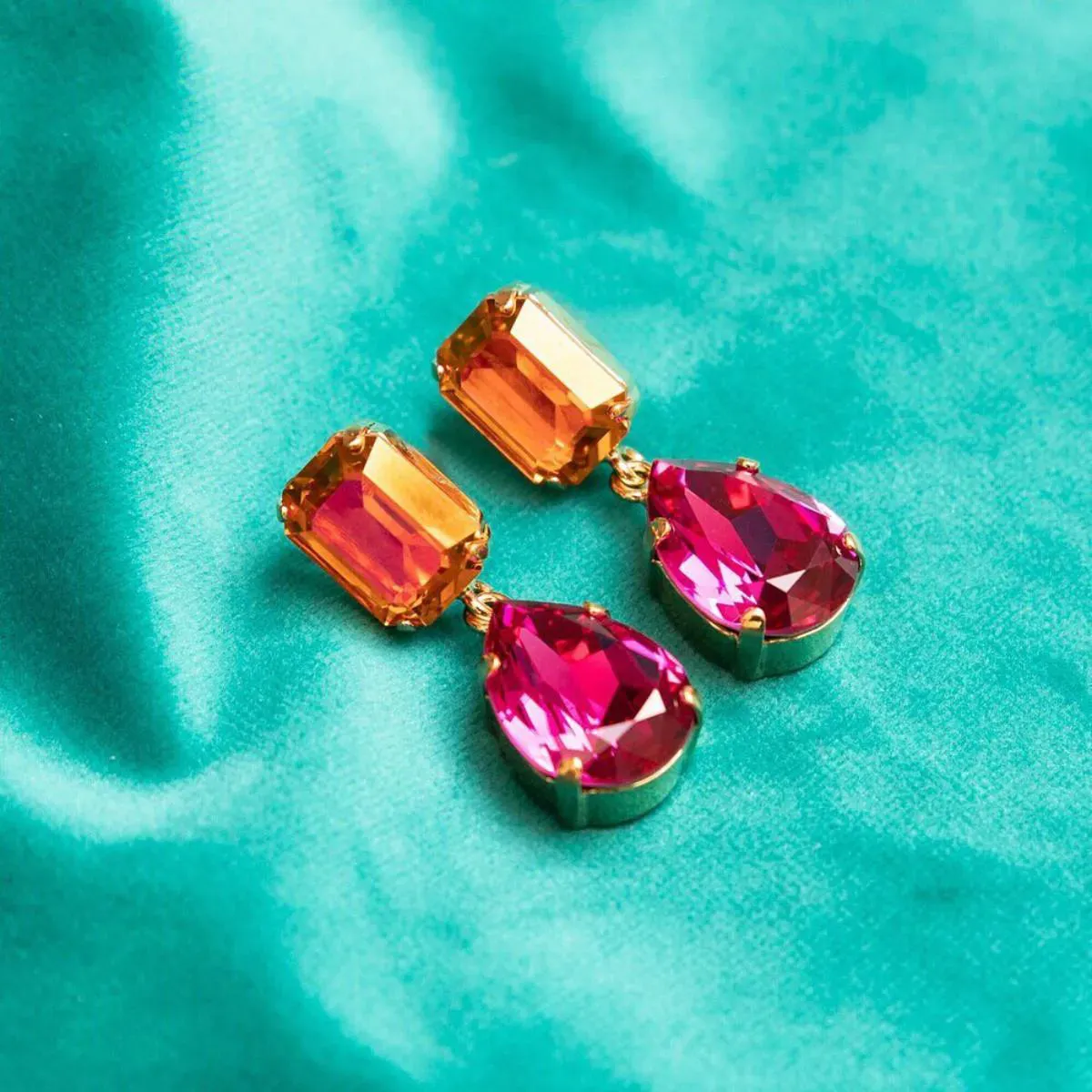 Caroline Svedbom Fuschia Lydia Short Earrings